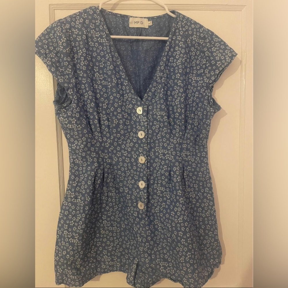 Blue floral romper